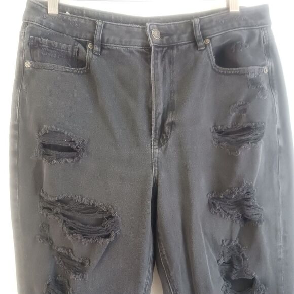 America eagle comfort stretch waistband distress charcoal gray jeans size 12 - Picture 6 of 8